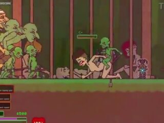 Captivity &vert; stadium 3 &vert; naken hunn survivor fights henne måte gjennom lascivious goblins men mislykkes og blir knullet hardt svelge liters av sæd &vert; hentai spill gameplay p3